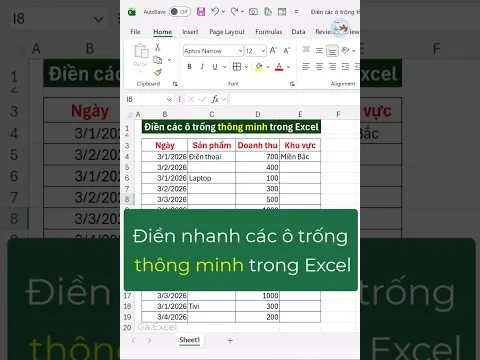 Điền các ô trống thông minh trong Excel