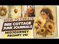 How to Create Bee Junk Journal Printable Kit Vintage Ephemera Tags Pages with MidJourney v 6 1