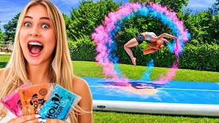 WIR TURNEN AUF DER AIRTRACK MIT HOLI PULVER! 😱🌈