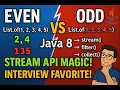 Even and Odd Numbers in Just 2 Lines Java 8 stream API