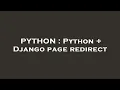 PYTHON Python Django page redirect