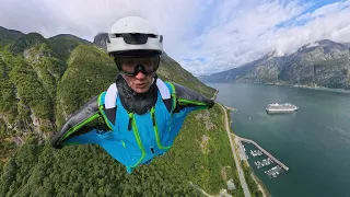 Wingsuit Flight Over a Norwegian Fjord // 360 VR