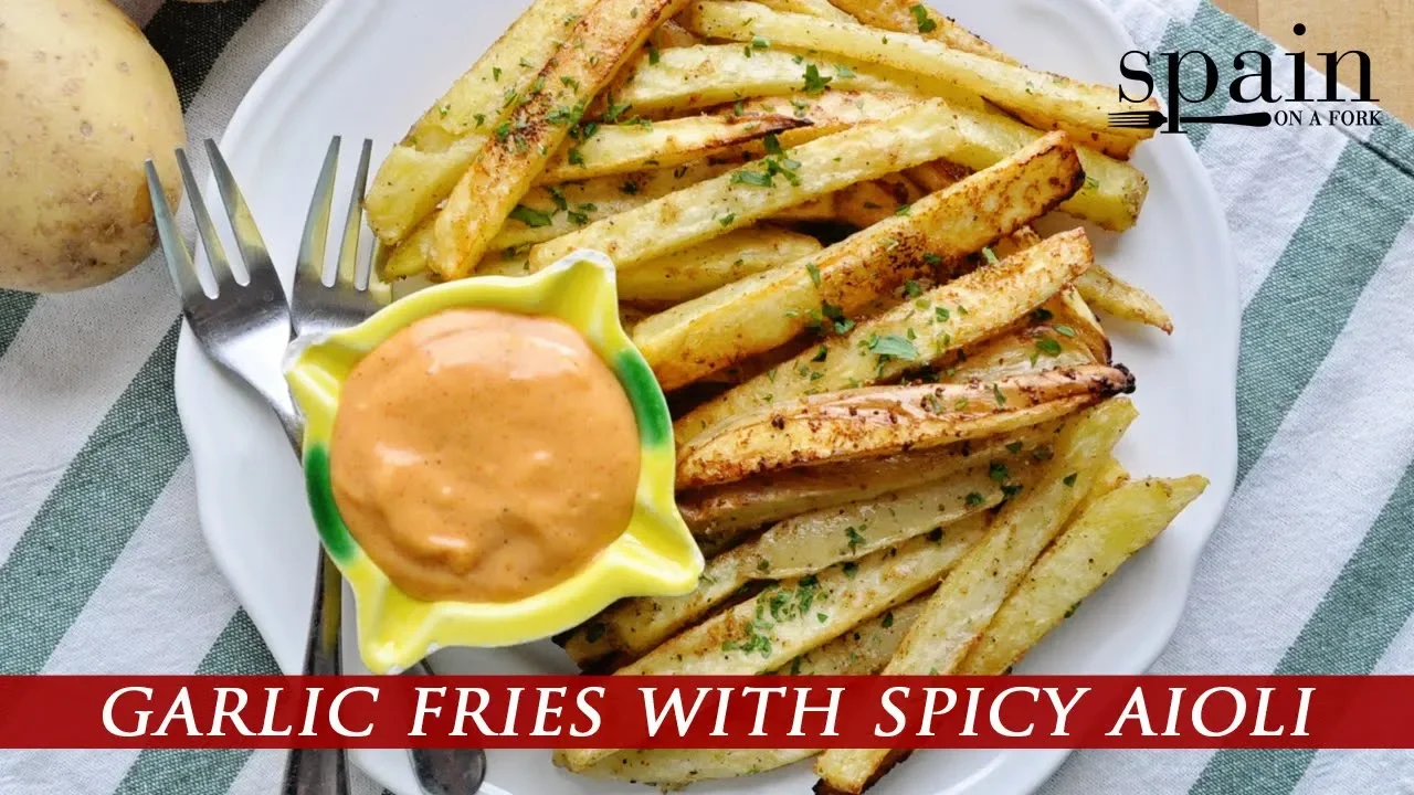 The Most EPIC OVEN-BAKED GARLIC FRIES with Spicy Paprika Aioli