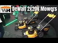 Three Models Of DeWalt 2x20 Volt Lawn Mowers Using 20v Max Batteries