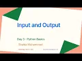 Lecture 3 Input and Output in Python Python Ramzan Free Online Course in Pashto