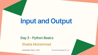 Lecture 3 Input and Output in Python Python Ramzan Free Online Course in Pashto