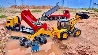 Sonalika 4x4 Tractor Accident with Fully Loaded Trolley | Truck, JCB Backhoe Loader Rescue Work |