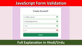 Form Validation in JavaScript Signup form Validation tutorial in Hindi Urdu