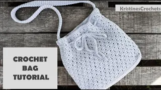 How To Crochet Easy Shoulder Drawstring Bag