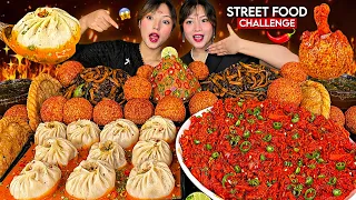 SPICY KURKURE CHATPATE😱🔥CHILLY PANIPURI🌶️BUFF JHOL MOMO🥟+ KEEMA NOODLES | MUKBANG WITH MY SISTER🩷