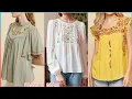 New Formal Wear Embroidered Scallop Peasant Blouse Shirts Top Styles For Shirts