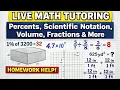 Live Math Tutoring Percents Scientific Notation Volume Unit Conversion Fractions
