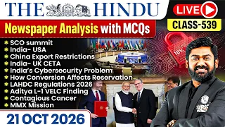 The Hindu Analysis - 21st October | The Hindu Newspaper Today with MCQs | Aasim Sir