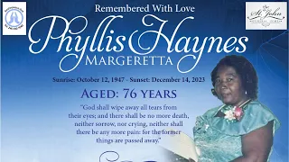 Live Stream of funeral Service for Phyllis Margeretta Haynes