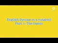 English Syntax Part 1 The basics