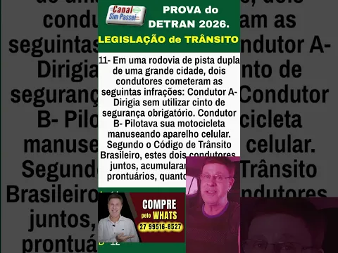 SIMULADO do DETRAN 2026. Questões da prova Teórica de Legislação.