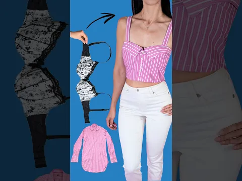 How to Transform an Old Men's Shirt into a Cute Collar Bustier Daytop Miarti Reuse 🧵