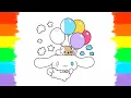How to Draw and Color Cinnamoroll and Balloon Coloring Page
