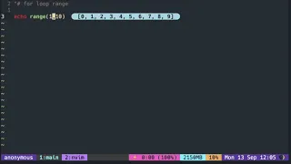 Vimscript Tutorial List for loop with range