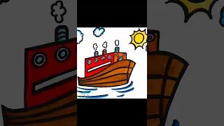 Drawing and Coloring a Ship for Kids Toddlers Ariu Land