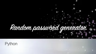 Random password generator - part 2