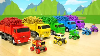 Dump truck+balls+small monster trucks, funny and interesting animations for kids - Baby Kids Songs