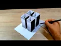 How to Draw a 3D CUBE on paper Easy Trick Art