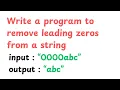 remove leading zeros from a string java programming tutorial