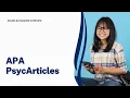 APA PsycArticles - Intro