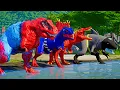 Lagu Spider-Man T-REX vs ALL Superhero Dinosaurs Battle 🦖⚡