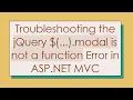 Troubleshooting the jQuery modal is not a function Error in ASP NET C