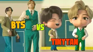 BTS Vs TinyTAN Dynamite Reality Vs Animation 