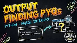 Output finding PYQs Interface of Python with MySQL Class 12 Computer Science Quick Revision 2026