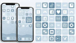 Blue Boho Winter Iphone Icon Packs for iOS 14 Widgetsmith icons aestetic iOS 15 icons aesthetic