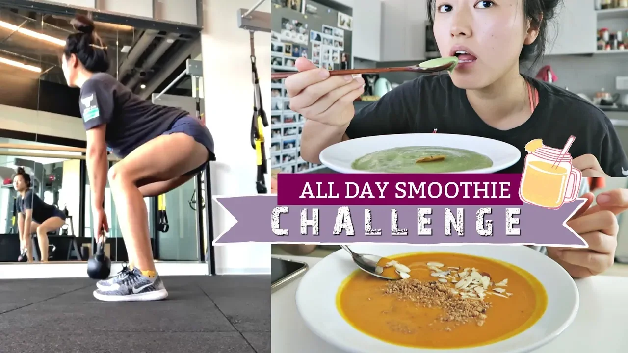  WHAT I EAT IN A DAY #3   " All Day ONLY Smoothie Challenge "