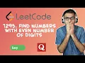 LeetCode - 1295 Find Numbers with Even Number of Digits Arrays Card