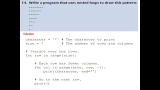Python Program that uses nested loops to draw the pattern shown at the description box below