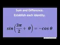 Establish sum and difference identity sin x - cos x