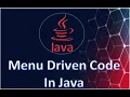 Menu Driven Code in Java