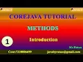 Core Java Tutorial Methods -1 Introduction By Ratan Sir