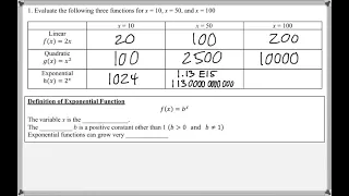 Math 151 4 2 PreCalculus Tutorial Exponential Functions