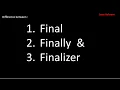Difference between final finally and finalizer in Java Interview Question