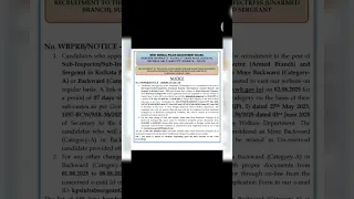 Notification For Edit Sub Caste OBC A B WB Police Recruitment Board Govtjobs Edit Wbpolice 