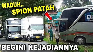 Download BERSITEGANG !! driver dan karnet turun bus budiman patah spion k*tabr4k truk mundur gak kuat nanjak MP3