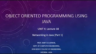UNIT 4 LECTURE 38 NETWORKING IN JAVA PART 1