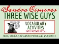 Three Wise Guys by Sandra Cisneros Vocabulary Games and Activities Christmas Short Story