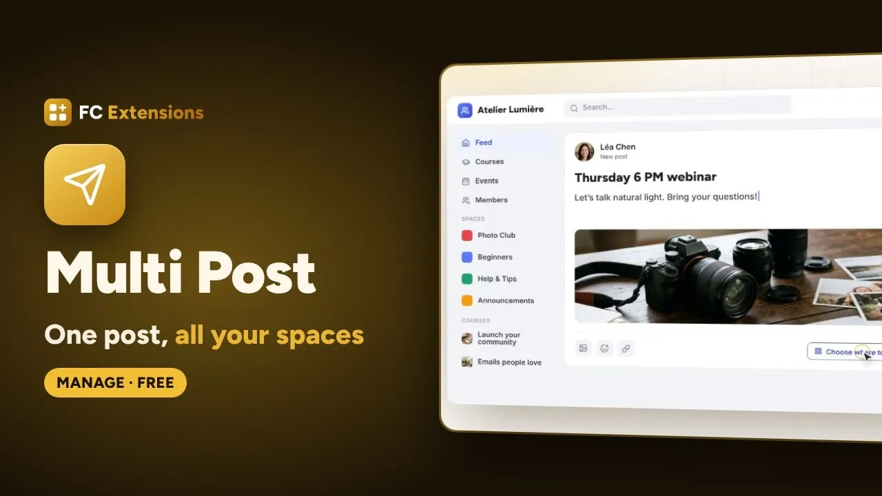 Multi Post for FluentCommunity: publish one post in several spaces