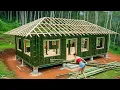 A Young Girl Alone Built a Mysterious Bamboo House on a Raised Roof