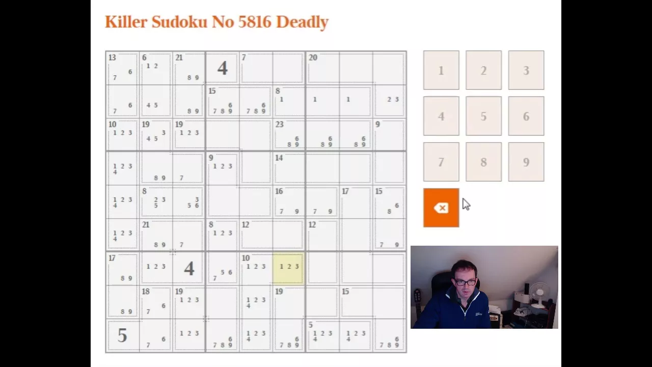 How to solve Deadly-rated Killer Sudoku:  The Times 13 Jan 18