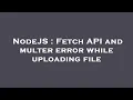 NodeJS Fetch API and multer error while uploading file